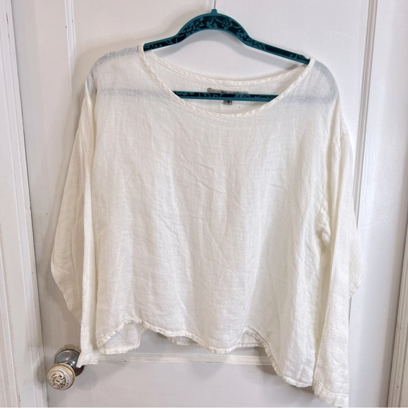Tops - Flax linen long sleeve cropped top